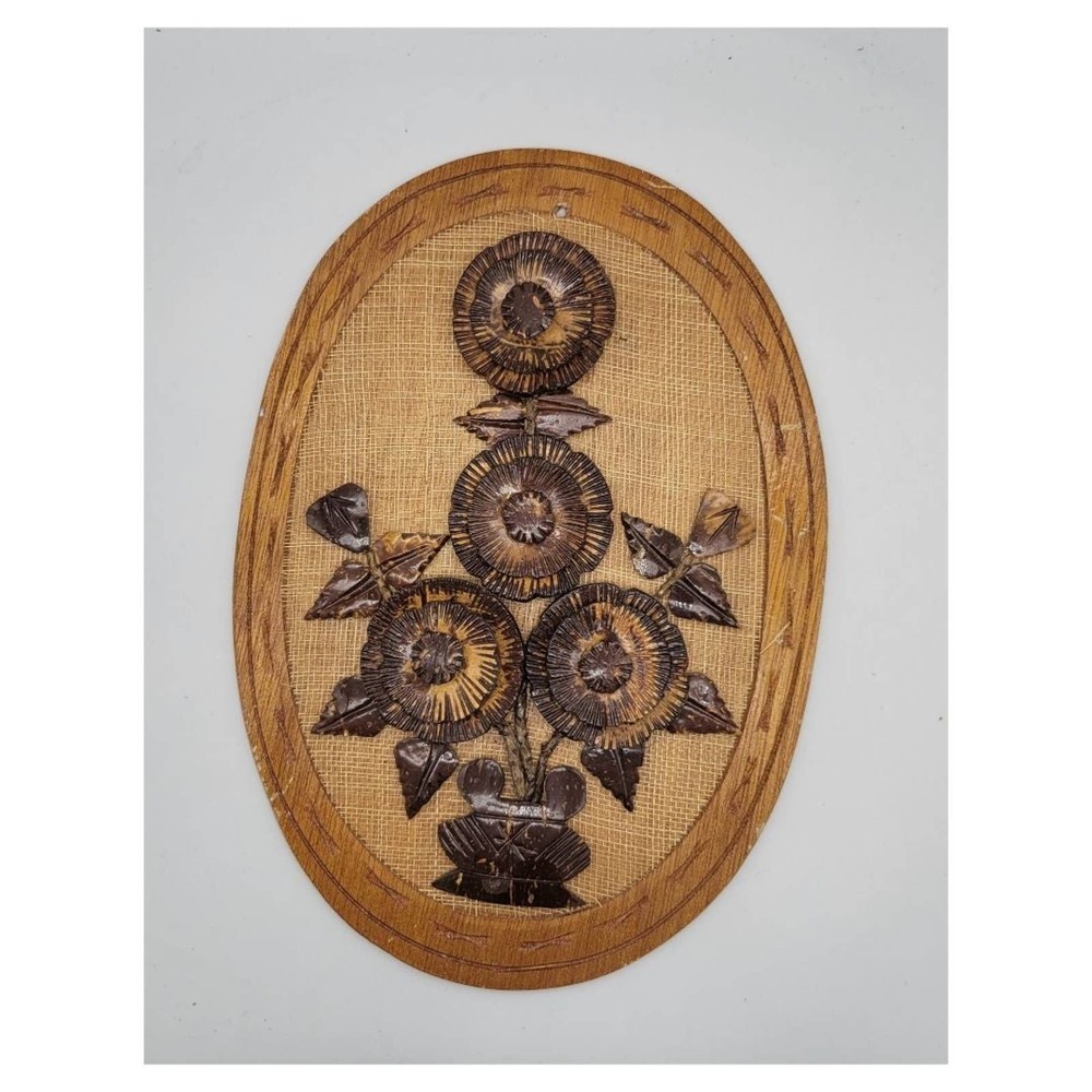 Vintage Carved Flowers Wall Hanging